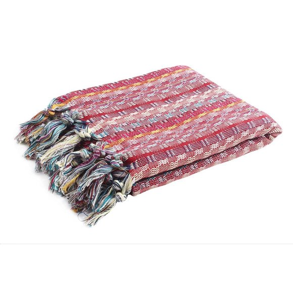 Sand Free Bohemian Red Turkish Towel - 100% Cotton Boho Towels - Picture 10 of 12